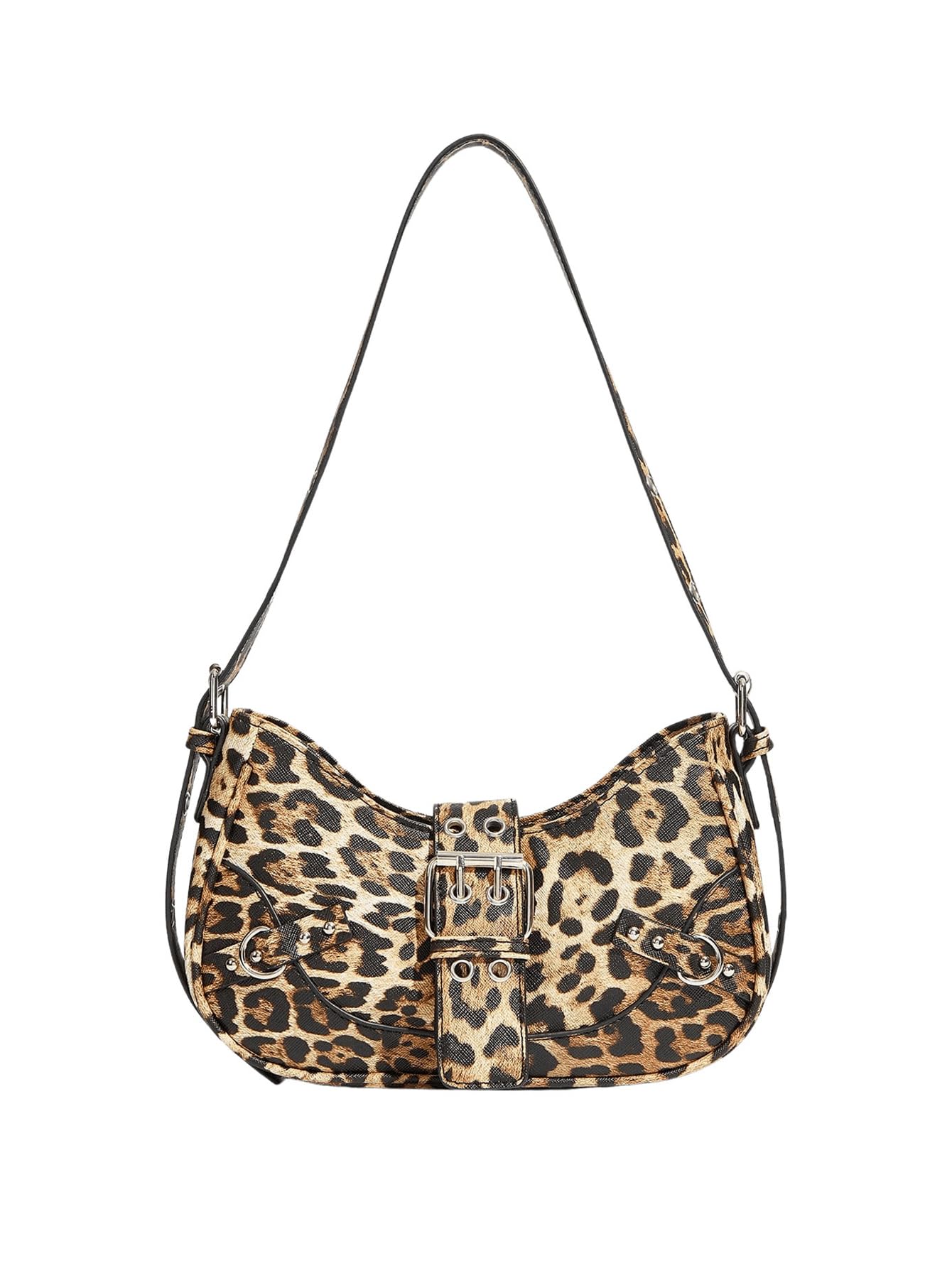 Floerns Punk Rivet Hobo Bag - Y2K Leopard Crossbody