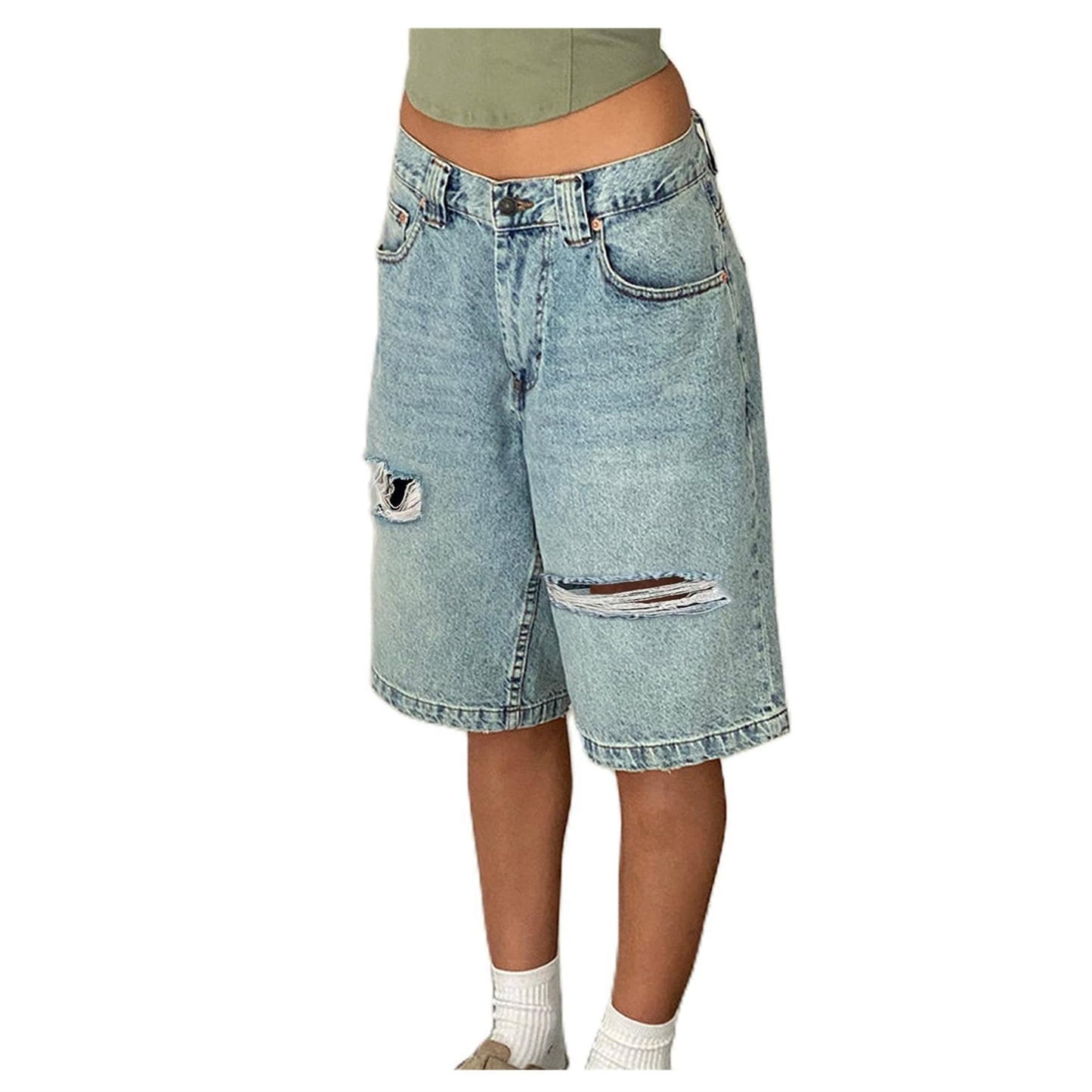 Women's Y2K Loose Fit Denim Cargo Shorts