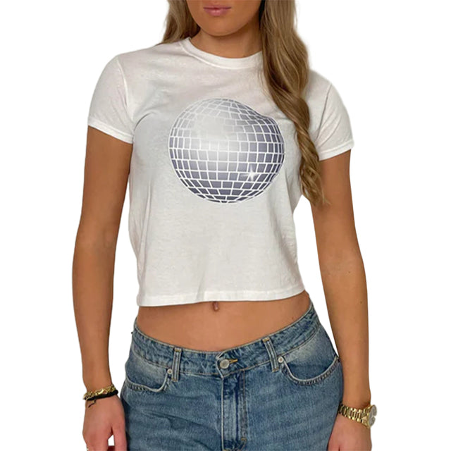 Combhasaki Women's Y2K Graphic Short Sleeve Baby Tee