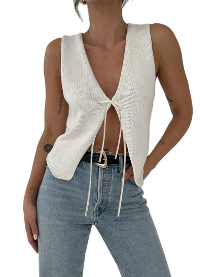 Faretumiya Y2K Crochet Knit Vest