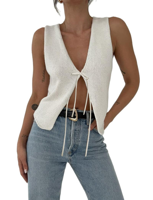 Faretumiya Y2K Crochet Knit Vest