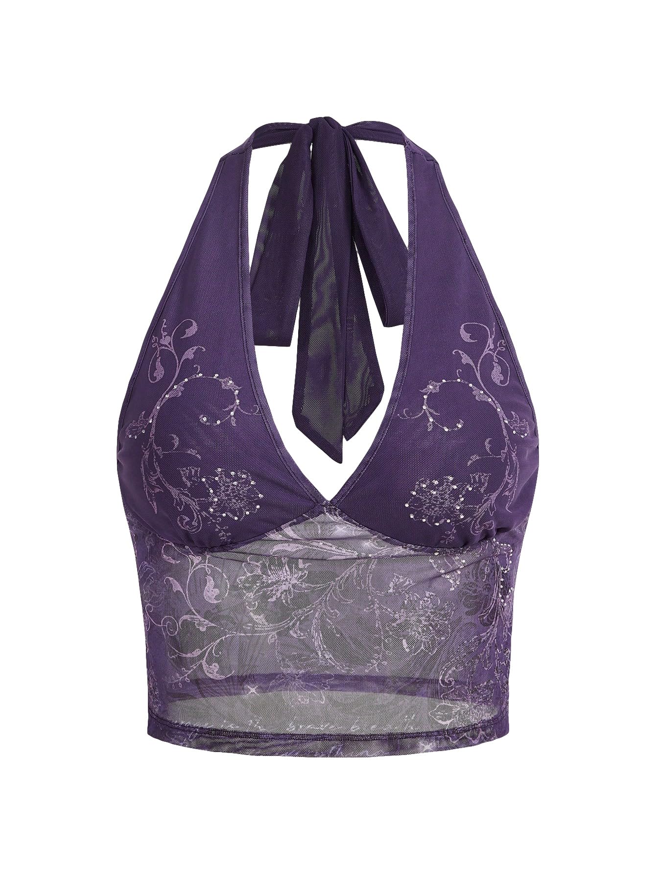 Lilac Breeze Sheer Mesh Halter Top