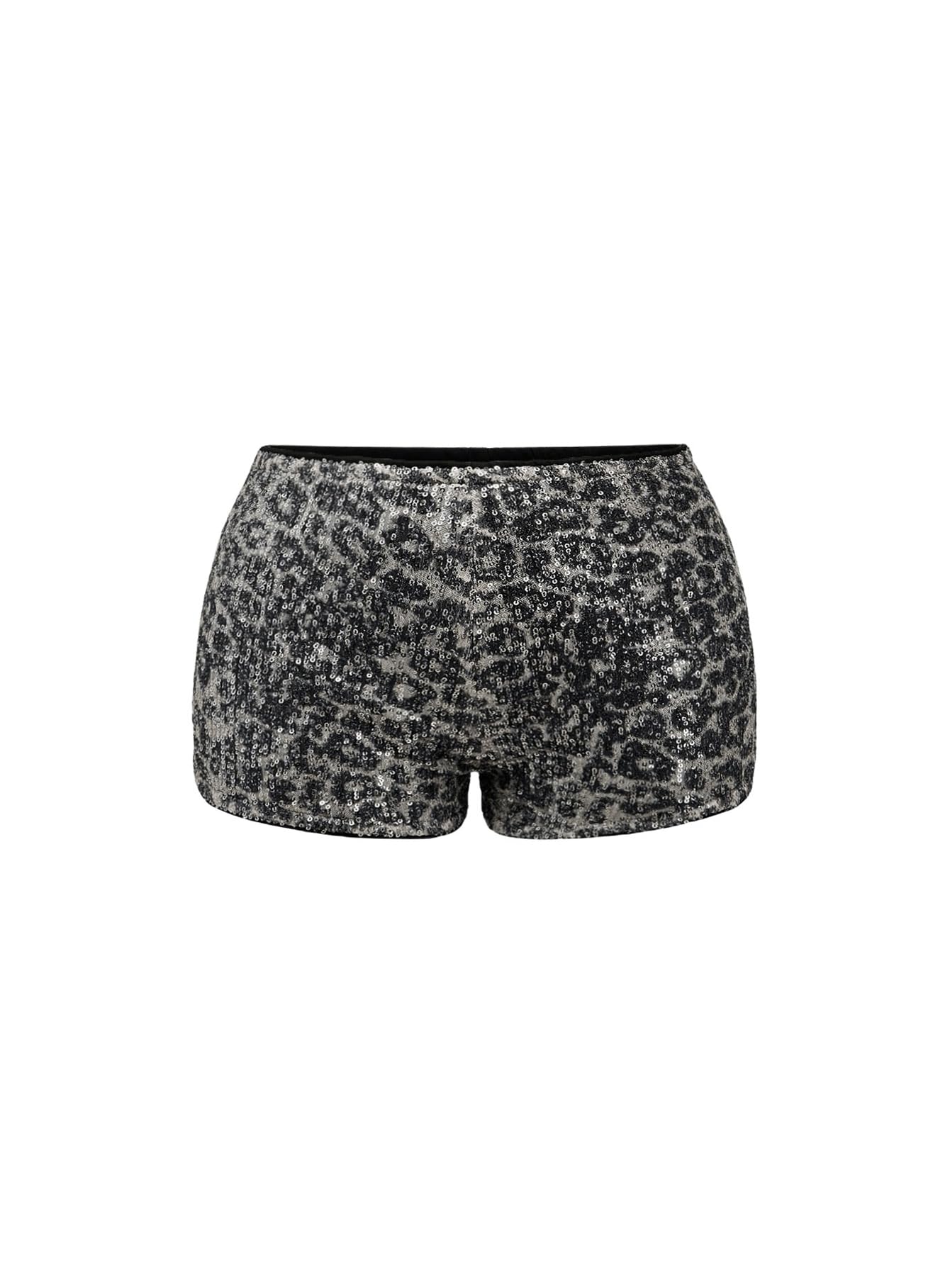 BEAUDRM Women's Y2K Sequined Leopard Mini Shorts