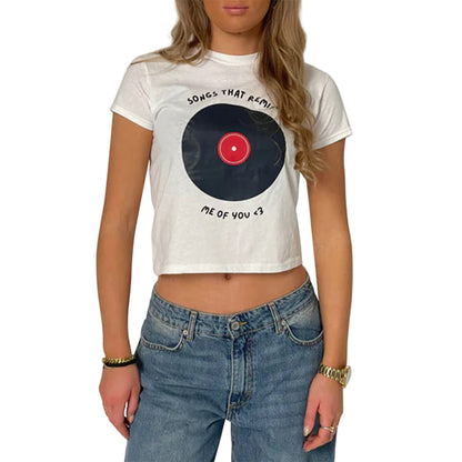 Combhasaki Women's Y2K Graphic Short Sleeve Baby Tee