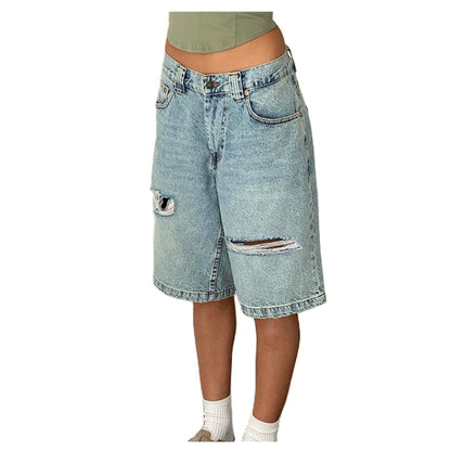 Women's Y2K Loose Fit Denim Cargo Shorts