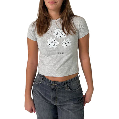 Combhasaki Women's Y2K Graphic Short Sleeve Baby Tee