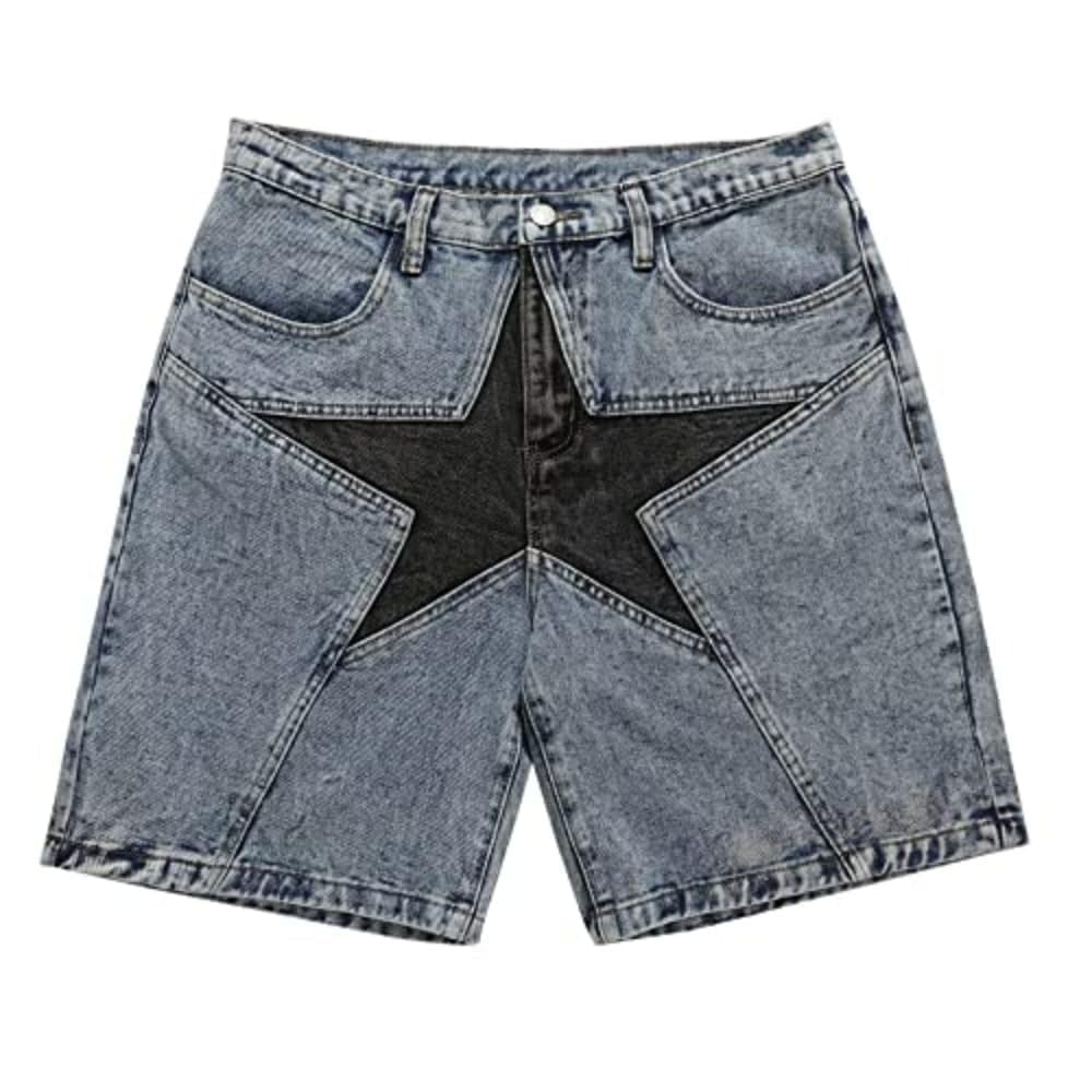 CUTEGAL Men's Baggy Star Denim Shorts