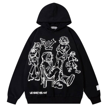 POOPMOOM Y2k Hoodie Men Women Grunge Graphic Hoodies Oversized Aesthetic Hoodies Pullover Alt Emo Hip Hop Streetwear